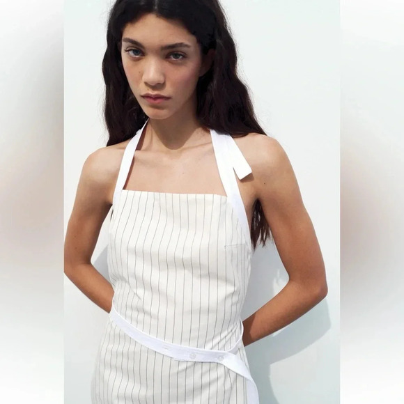 ZARA GABARDINE HALTER MIDI DRESS - Picture 7 of 13